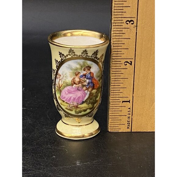 Victorian Hand Painted Toothpick Holder Gold Gilded C & T Pilgrim Foreign 2.5” - Picture 7 of 7